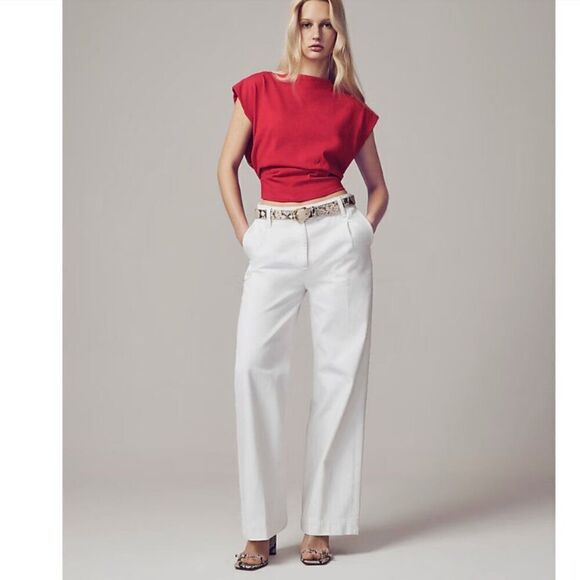 J. Crew Wide leg Essential Jeans in white Size 30 Petite - Picture 1 of 10